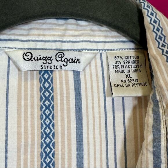 Quizz Again, Blue and White Casual Button Down Shirt. Size XL. Vintage - Picture 4 of 6